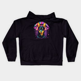 Australian Kelpie Rainy Day With Umbrella Kids Hoodie